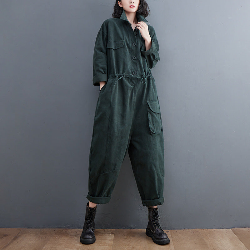 Women's Jumpsuit Retro Art And Versatile Plus Size Loose One-piece Trousers Autumn New Casual Pants