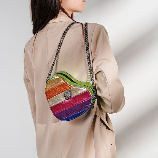 Eagle Head Women's Love Rainbow Stitching Chain Messenger Bag