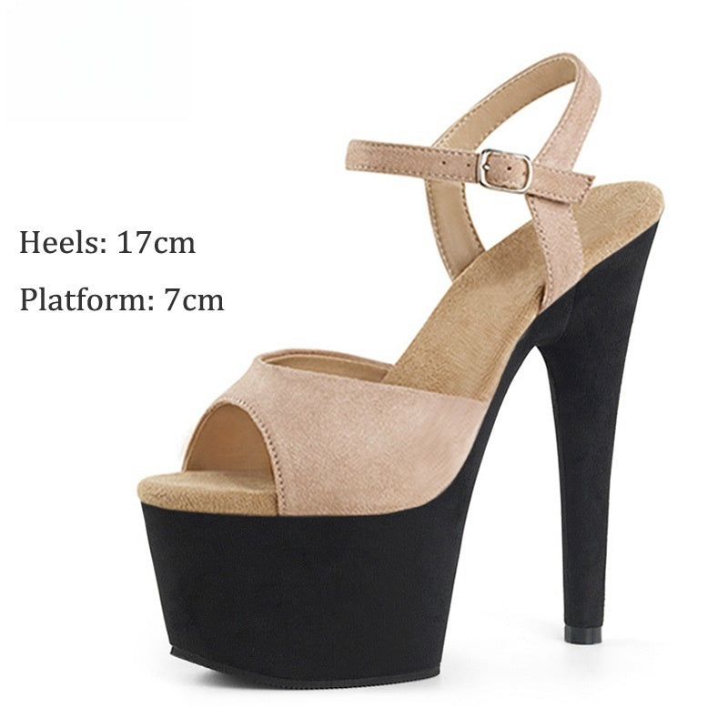 Sandales à talons hauts en daim de 17 cm, modèle Catwalk