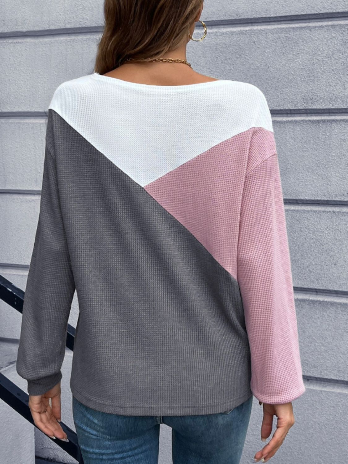 Color Block Round Neck Top