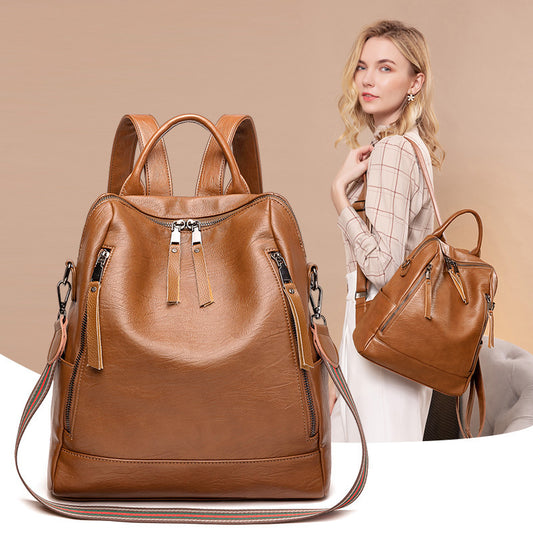 Women's Minimalist Leather Versatile Casual Backpack