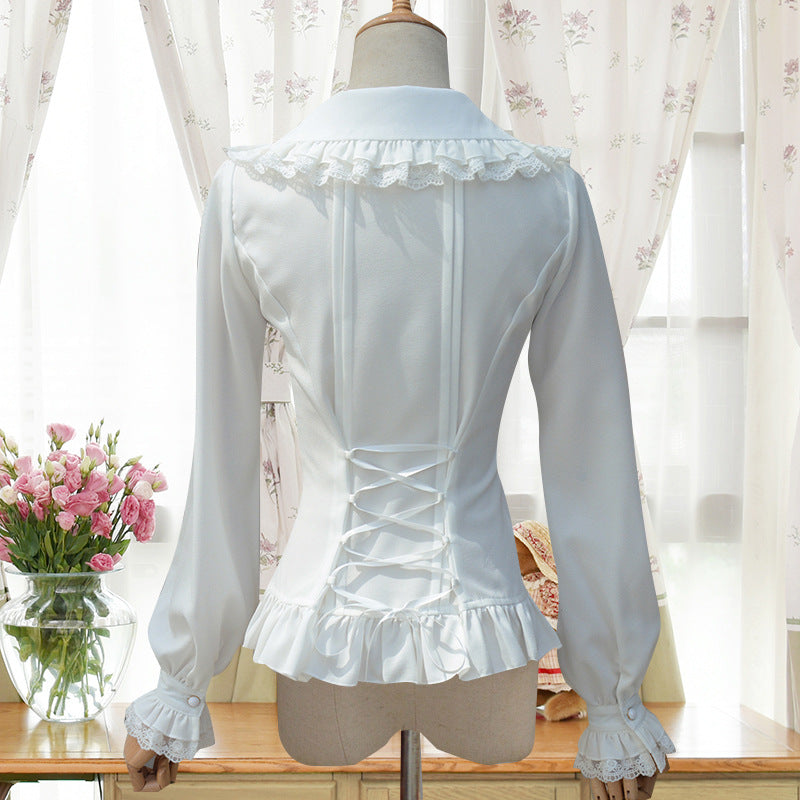 Women's Long Sleeve Slim-fit Sweet Lolita Chiffon Blouse