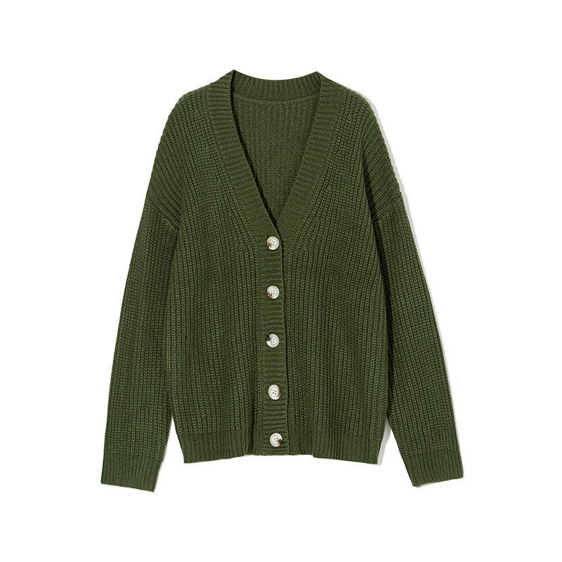 Autumn And Winter V Neck Loose Cardigan Womens Singles