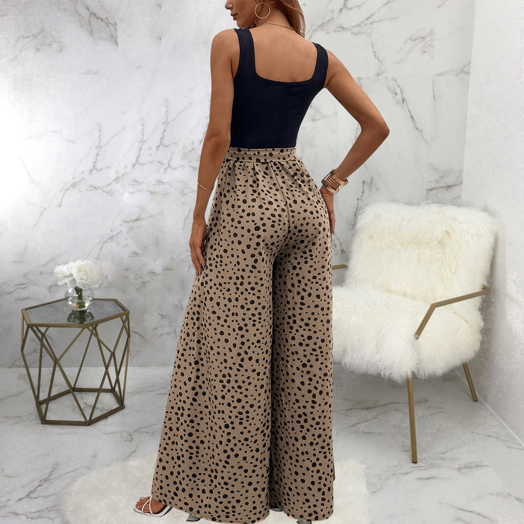 Women's Color Polka-dot Cinched Slimming Trousers