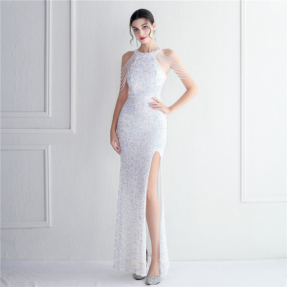 Banquet Temperament Long Backless Evening Gown Dress