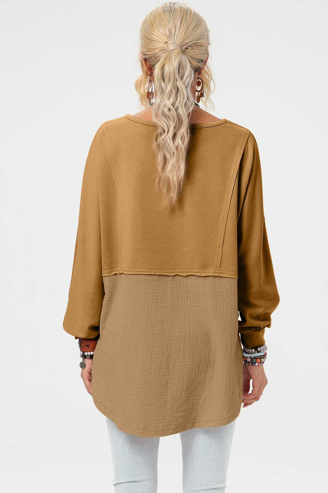 Curved Hem Dolman Sleeve Top