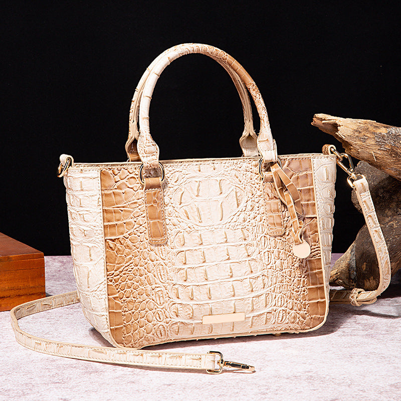 Women's Fashion Retro Brahmin Crocodile Pattern Portable Underarm Messenger Bag