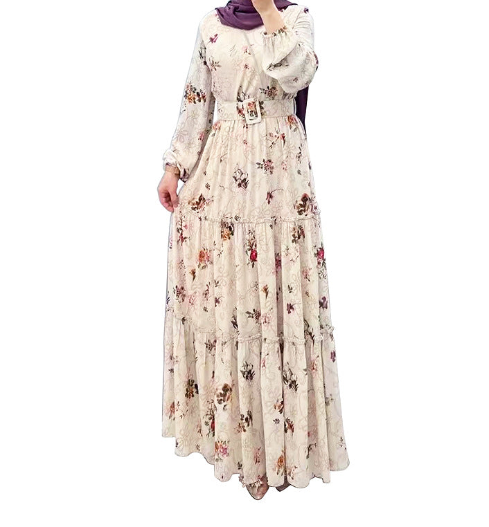 Women's New Flower Turtleneck Dress Fashion Commuter Muslim Dress