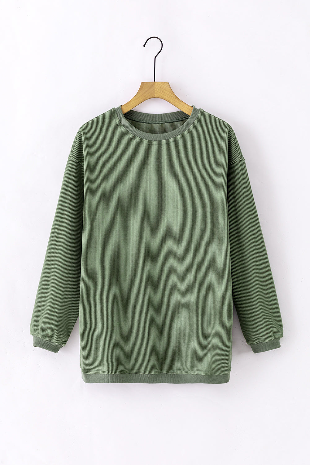 Sweat-shirt surdimensionné vert côtelé en cordon