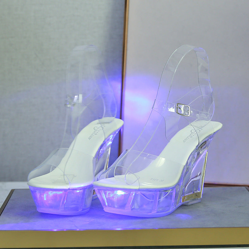 Women's Fashionable Crystal Bottom Luminous Sandals