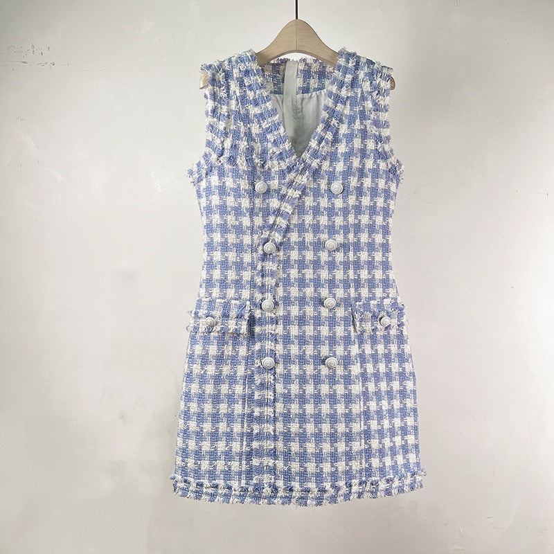 V-neck French Fashion Vest Dress