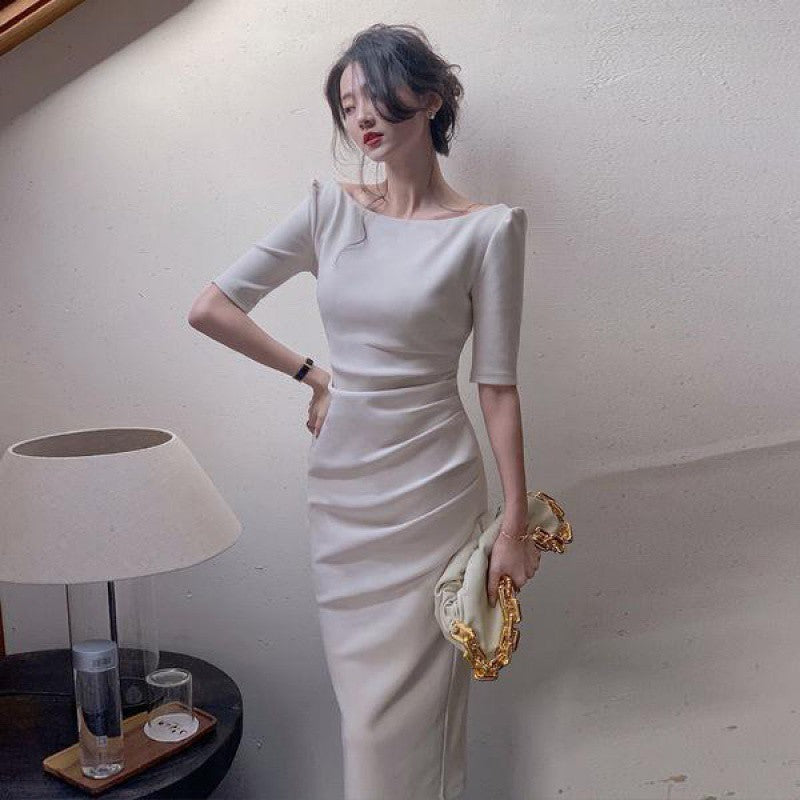 Women's Fashion Solid Color Elegant Slim Dress