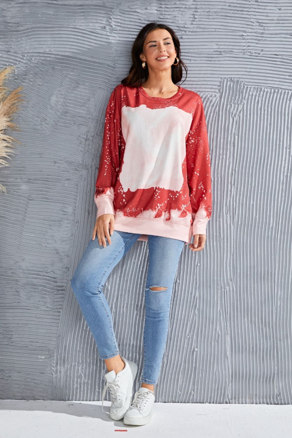 Tie Dye  Round Neck Long Sleeve Sweatshirt