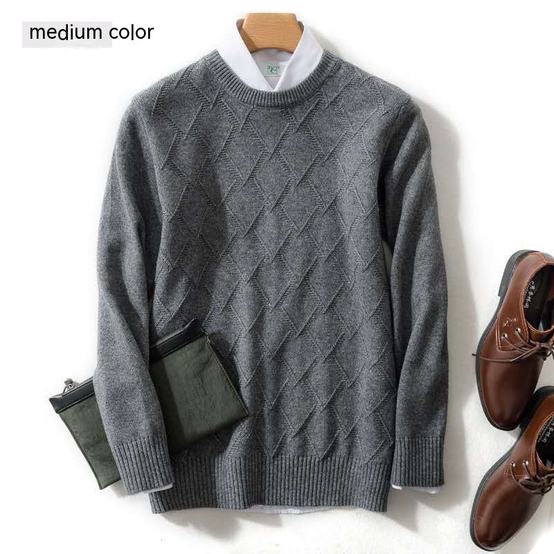 Winter Men's Round Neck Loose Wool Sweater