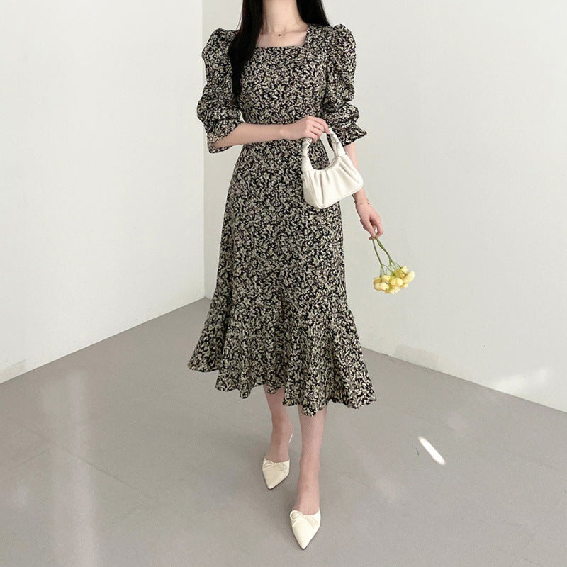 Floral Fishtail Skirt Swing Dress Women