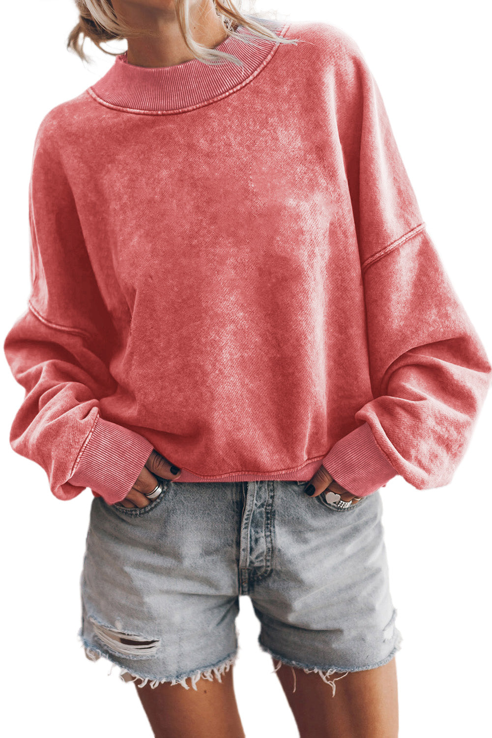 Drop Shoulder Crew Neck Pullover Sweatshirt