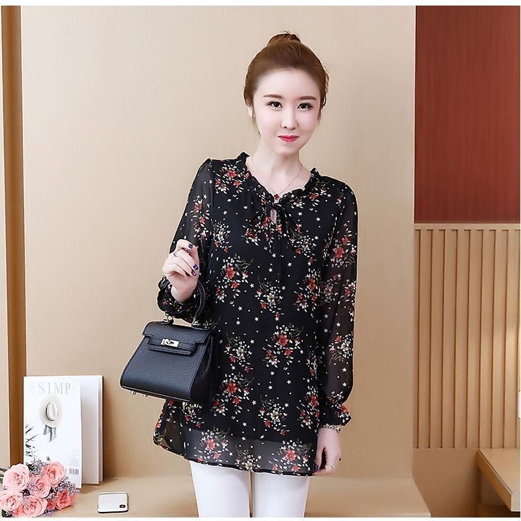 Chiffon Shirt Top Mid-length Bottoming Shirt