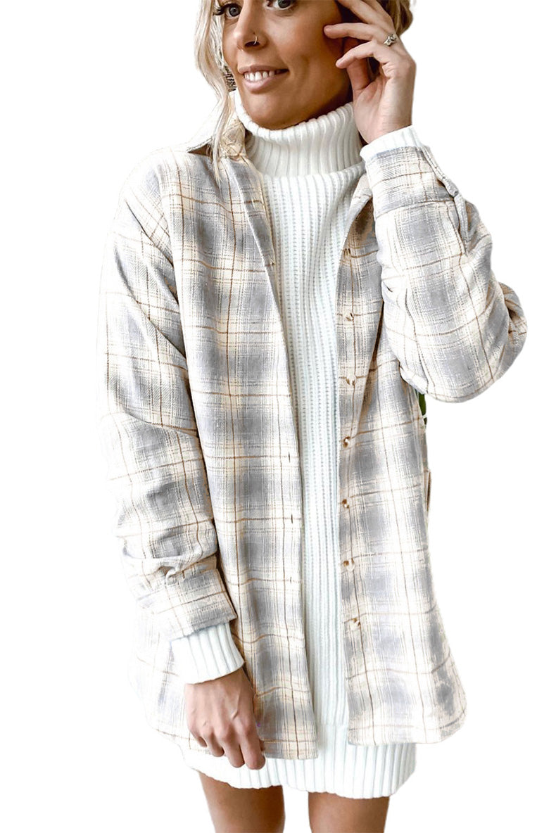 Women's New Plaid Print Buttoned Long-sleeved Shirt