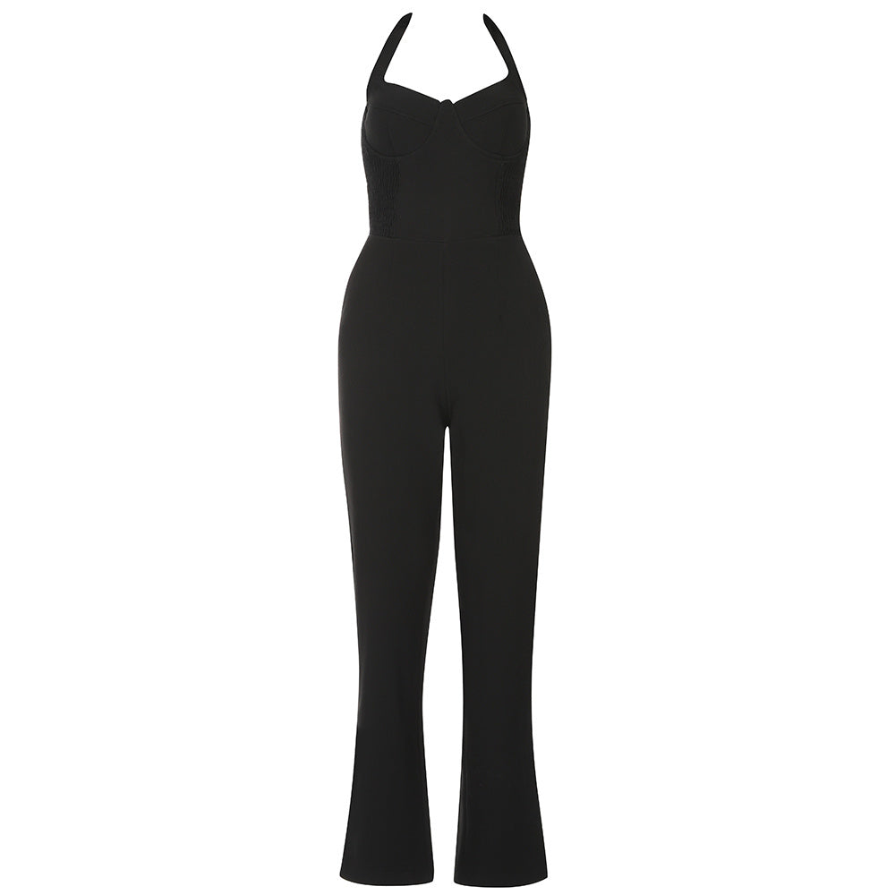 Women's Fashion Long Bodysuit Halter Jumpsuit