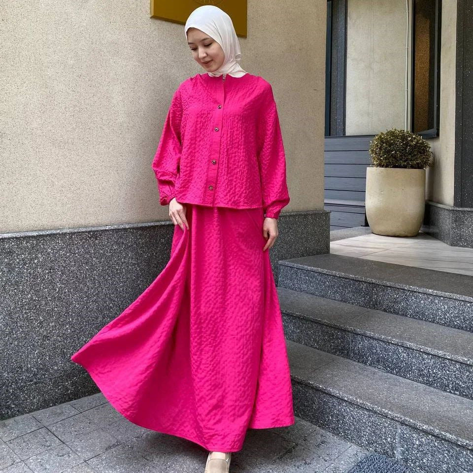 Foreign Trade Women's Clothing Muslim New Fashion Long Sleeve Skirt Suit