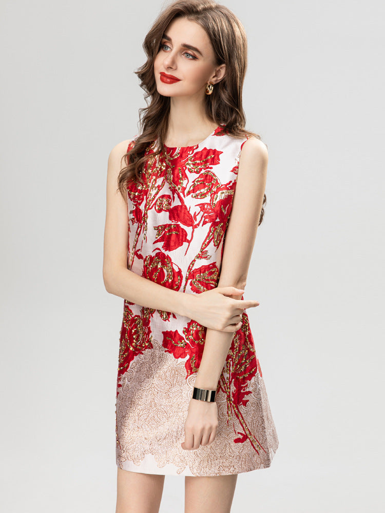 Fashion Princess Style Jacquard Short Dress