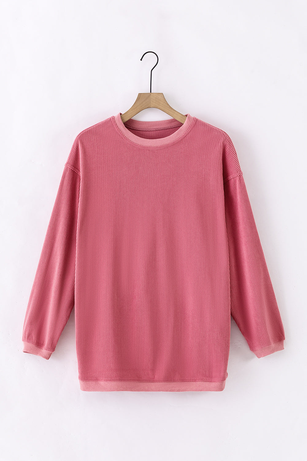 Sudadera extragrande con cordón de canalé en rosa fresa