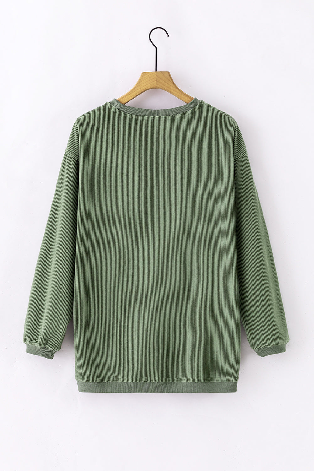 Sweat-shirt surdimensionné vert côtelé en cordon