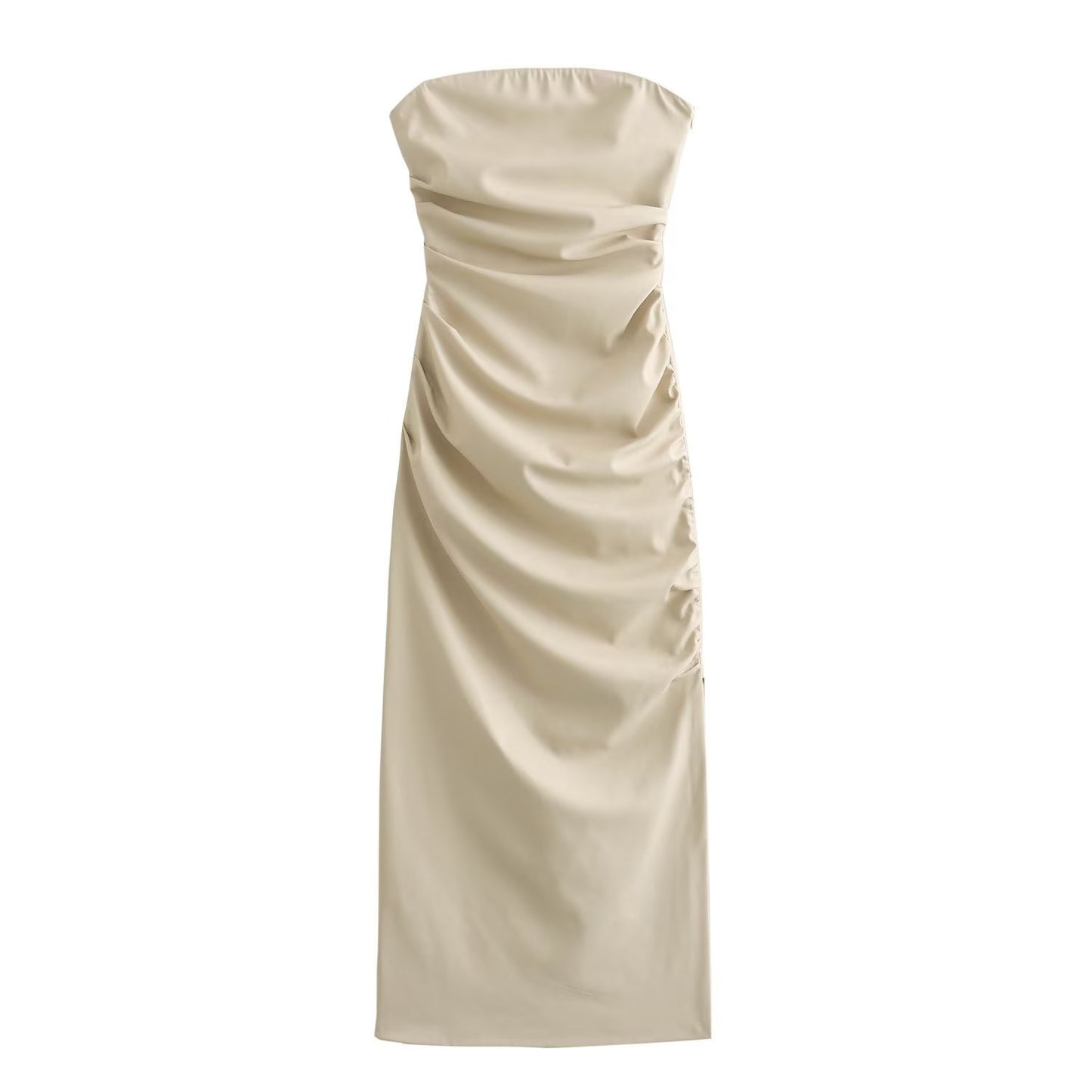 Robe longue en simili cuir avec haut tube pour femme