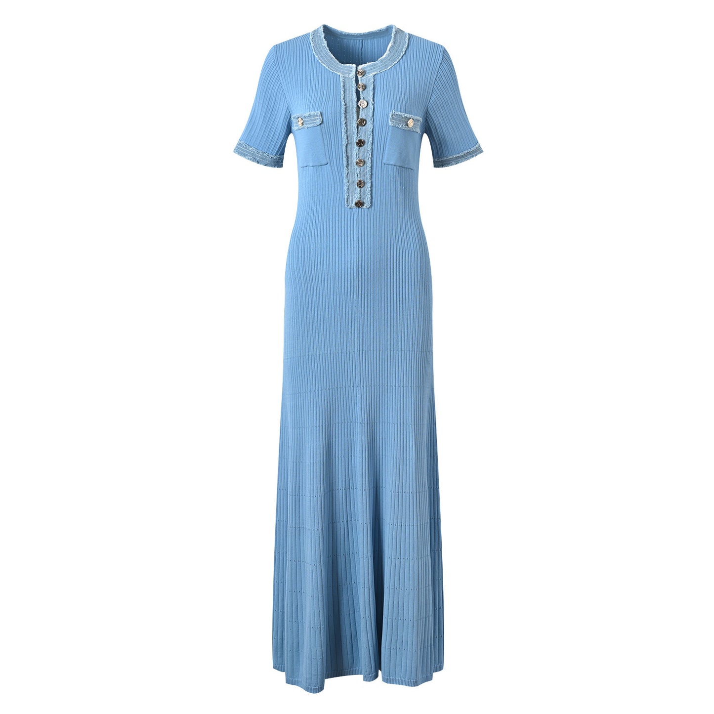 Women's Fashion Button Long Knitted Dress