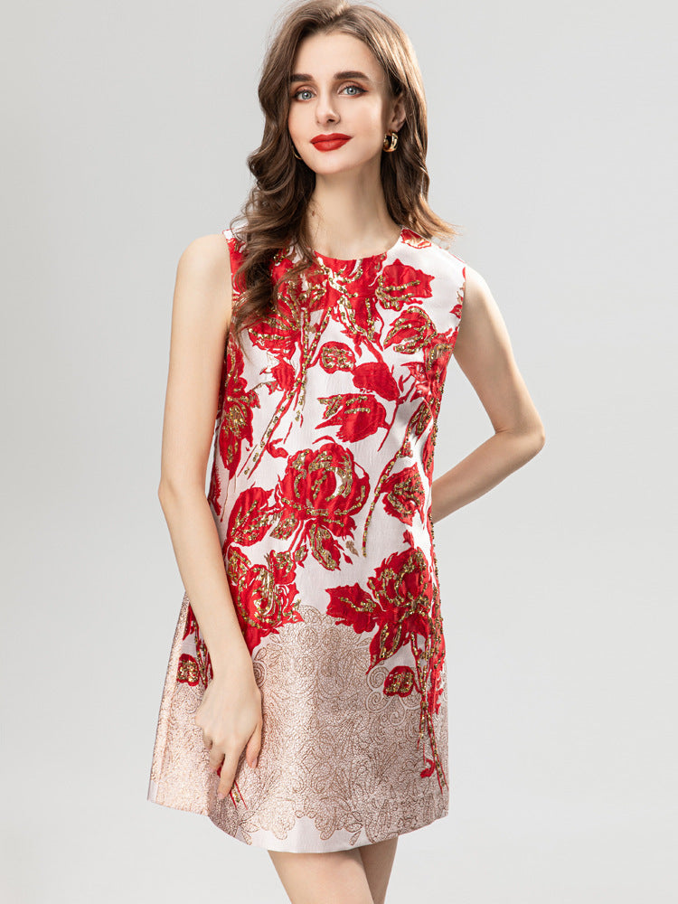 Fashion Princess Style Jacquard Short Dress