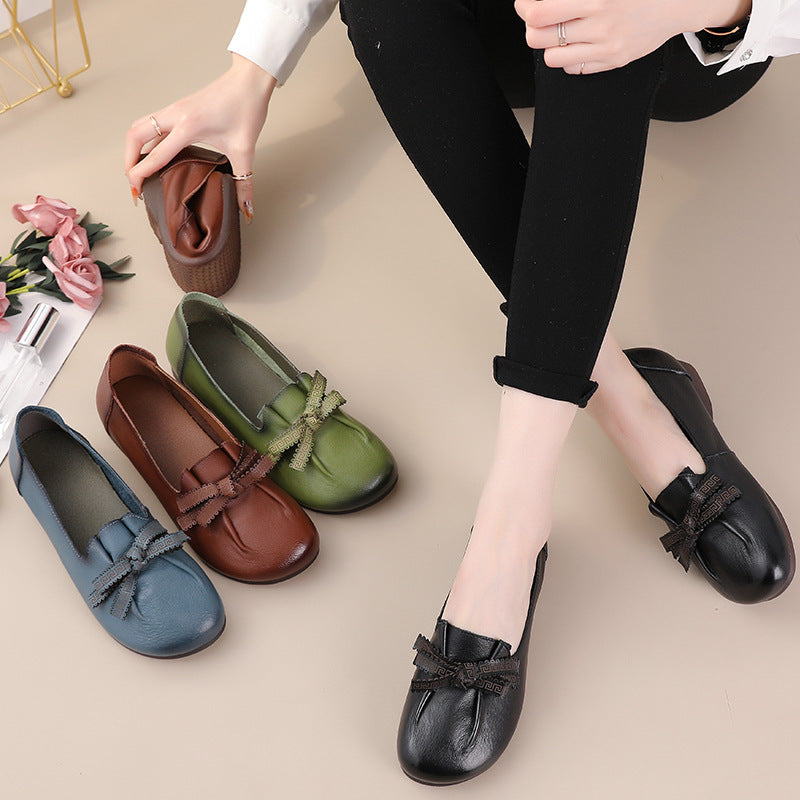 Fashionable First Layer Cowhide Retro Women's Shoes