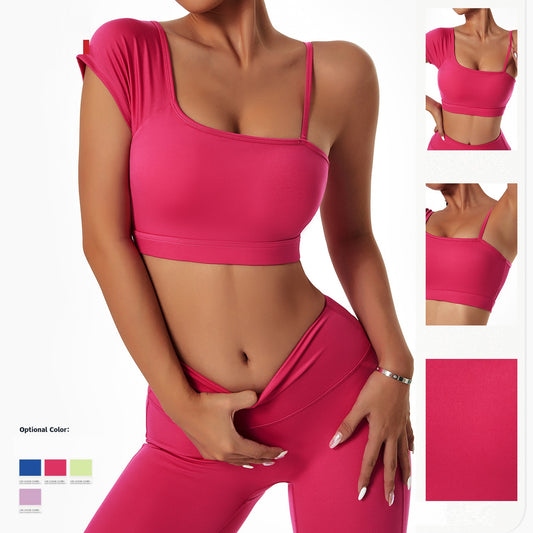 Costume de Yoga pour femmes, vêtements de course et de cyclisme, soutien-gorge de sport à épaules dénudées, collants d'entraînement de gymnastique