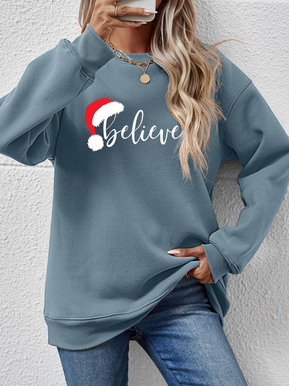 BELIEVE Sweat-shirt graphique à manches longues