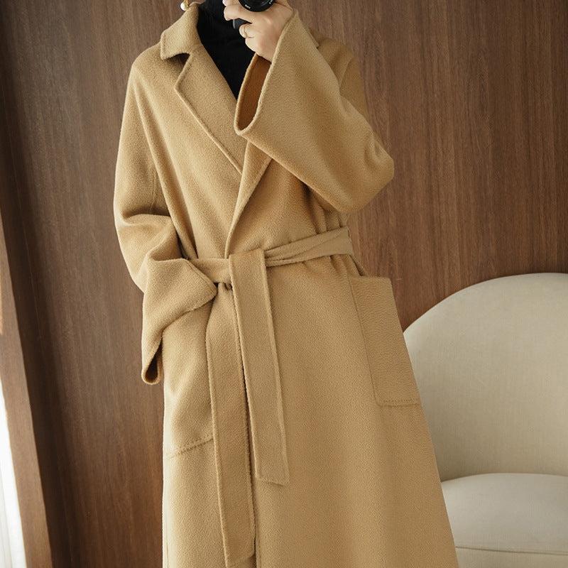 Women's Mid-length Autumn And Winter Loose Reversible Cashmere Coat