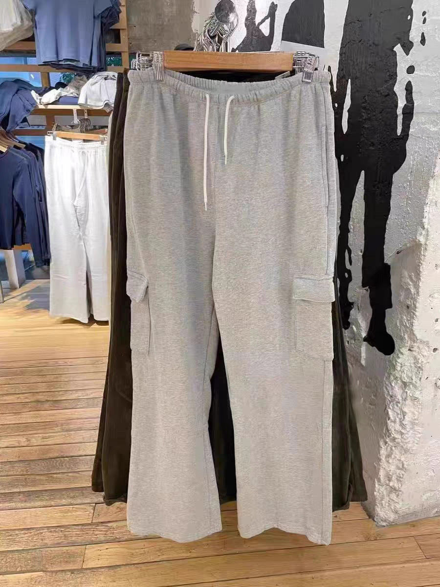 Pantalon à jambes larges avec cordon de serrage, rétro américain, ample, loisirs, assorti avec tout