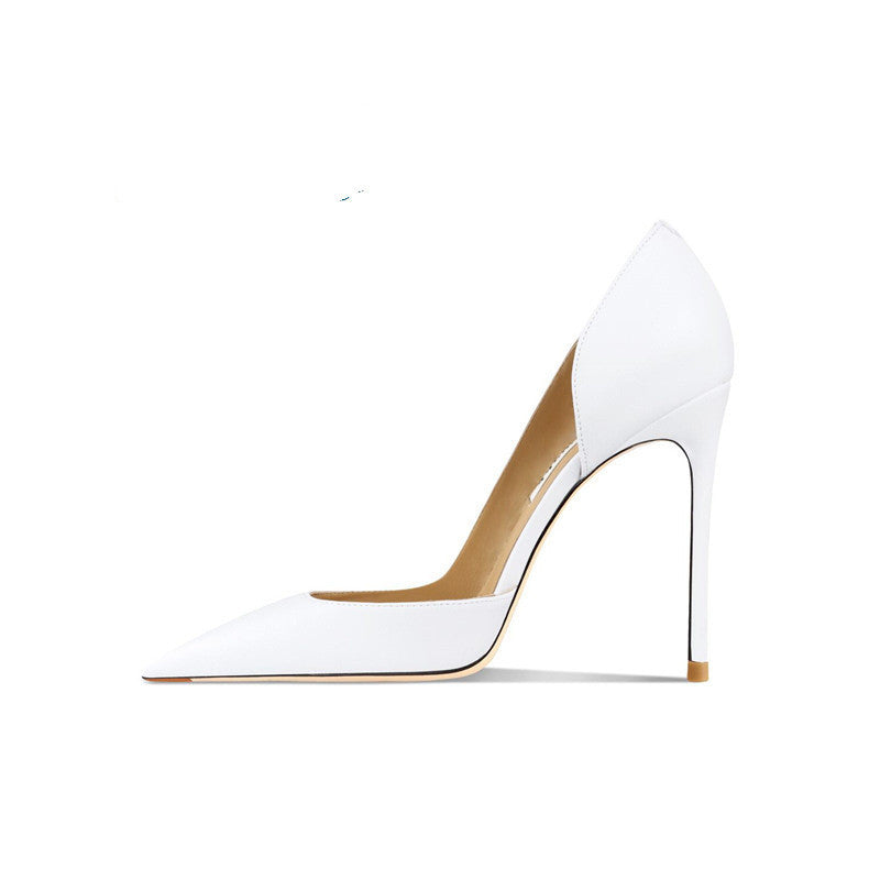 Women's Pointed Toe White Hollow-out High Heels