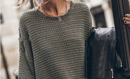 Women's Twist Thread Loose All-match Round Neck Sweater