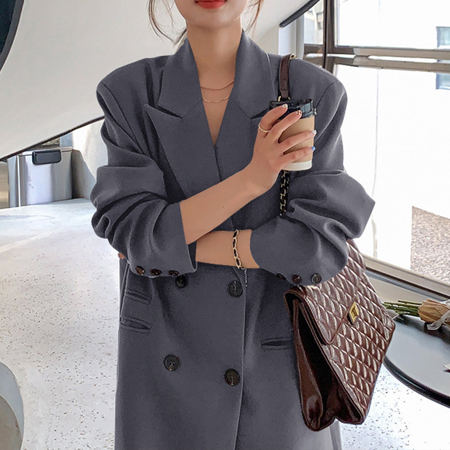 Trench-coat long pour femme, trench-coat classique, manteau d'extérieur pour femme de style britannique, veste élégante pour femme, vêtements de printemps