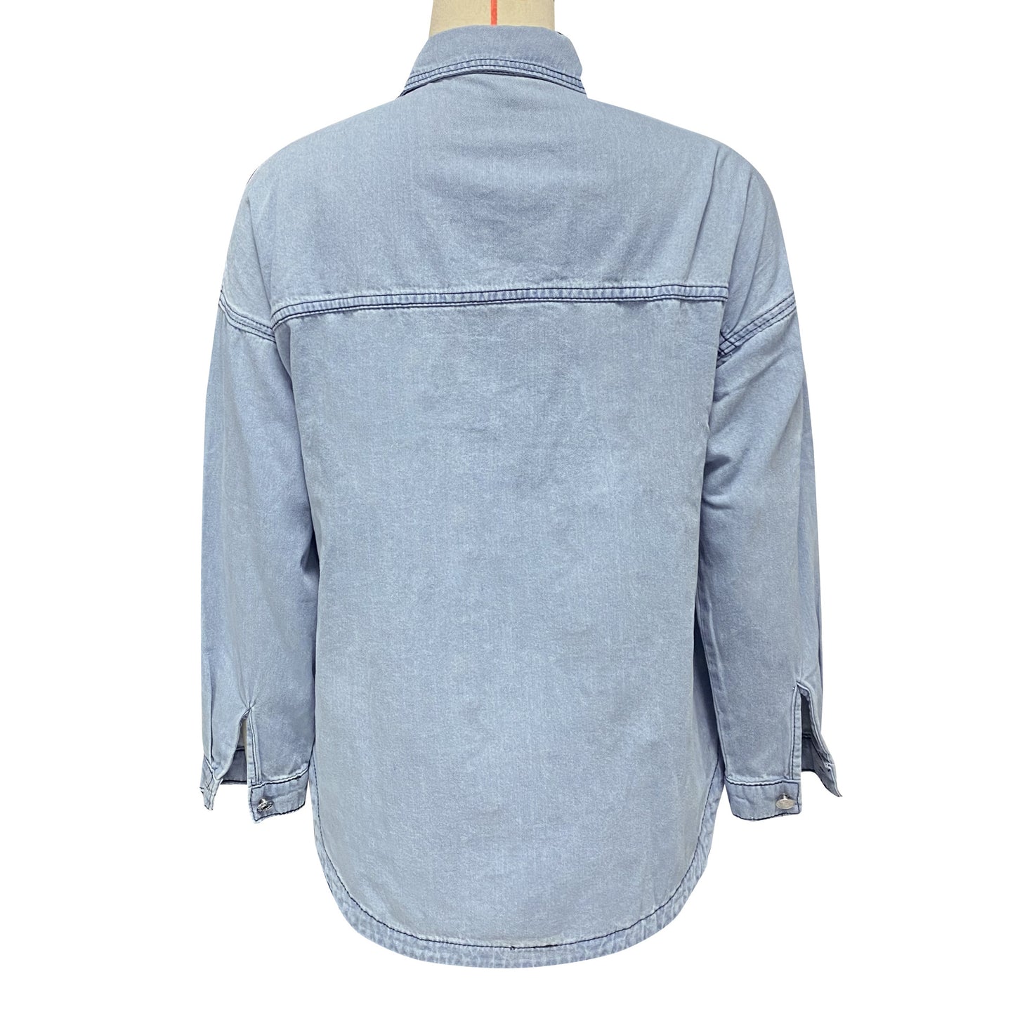 Manteau en denim à manches longues, chemise ample européenne et américaine