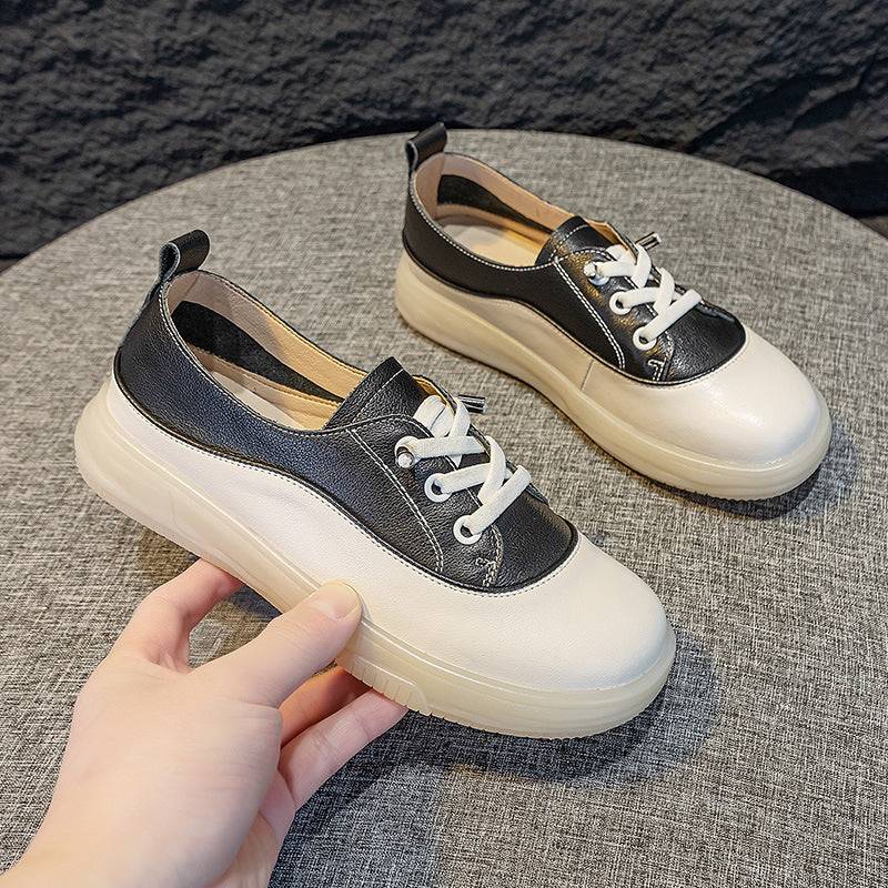 First Layer Cowhide Board Shoes Retro Female Soft Bottom Women's Shoes