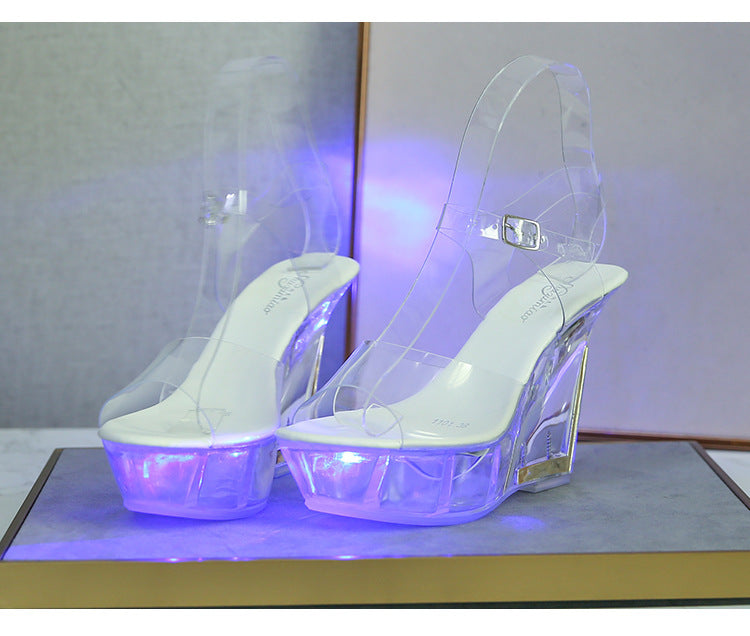 Women's Fashionable Crystal Bottom Luminous Sandals