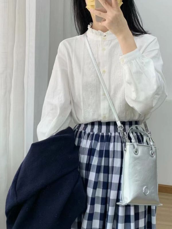 Women's Autumn Fashion Preppy Style Plaid Skirt Three-piece Set