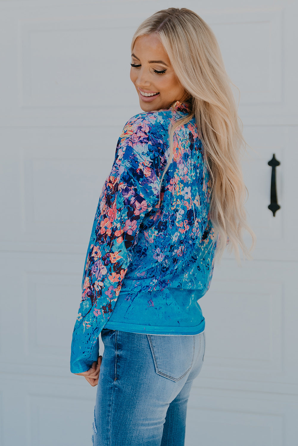 Floral V-Neck Long Sleeve Top