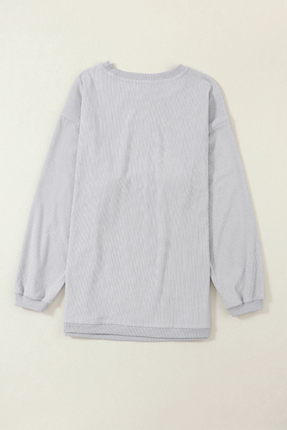 Light Grey Ribbed Corded Oversized Sweatshirt