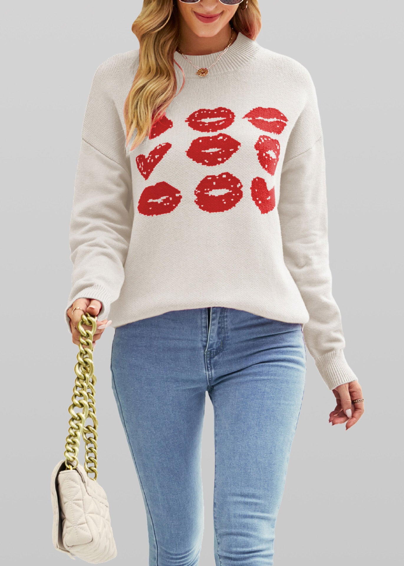 Pull Love Lips européen et américain automne hiver