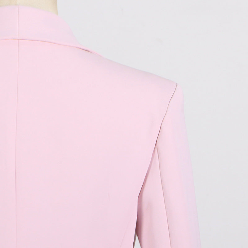 Manteau à épissure de roses tridimensionnel à col en V pour femme