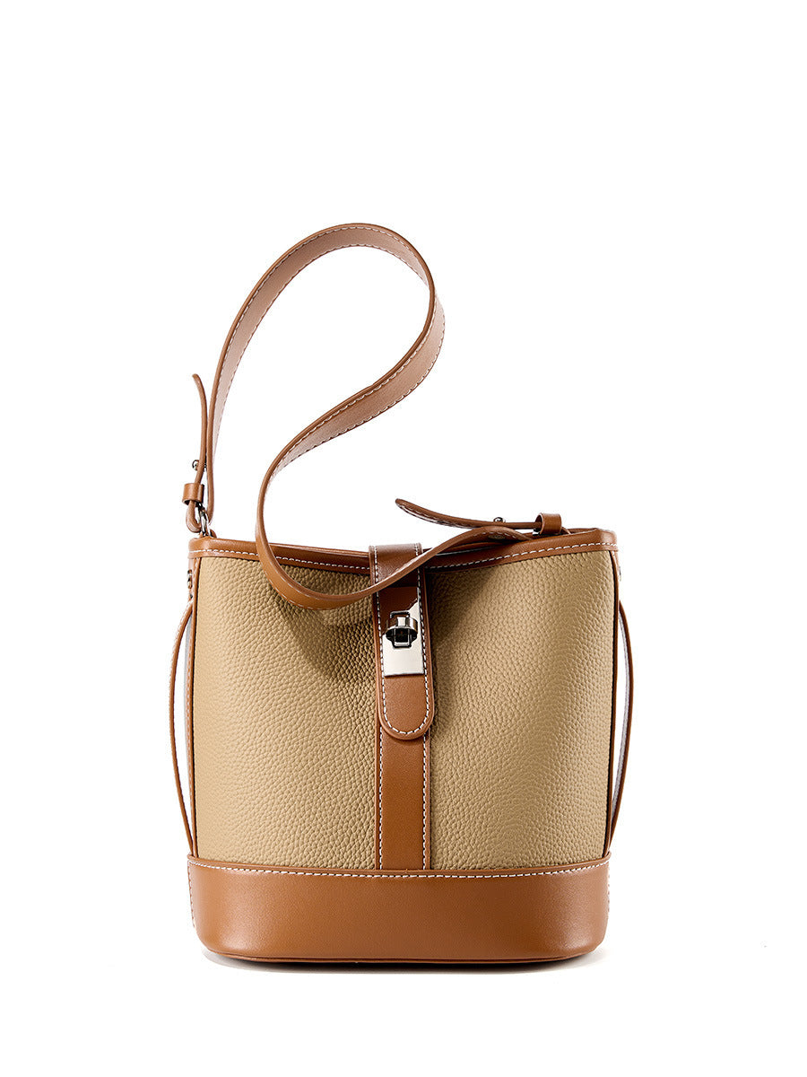 Top Layer Cowhide Bucket Bag All-match Genuine Leather Women's Messenger Bag