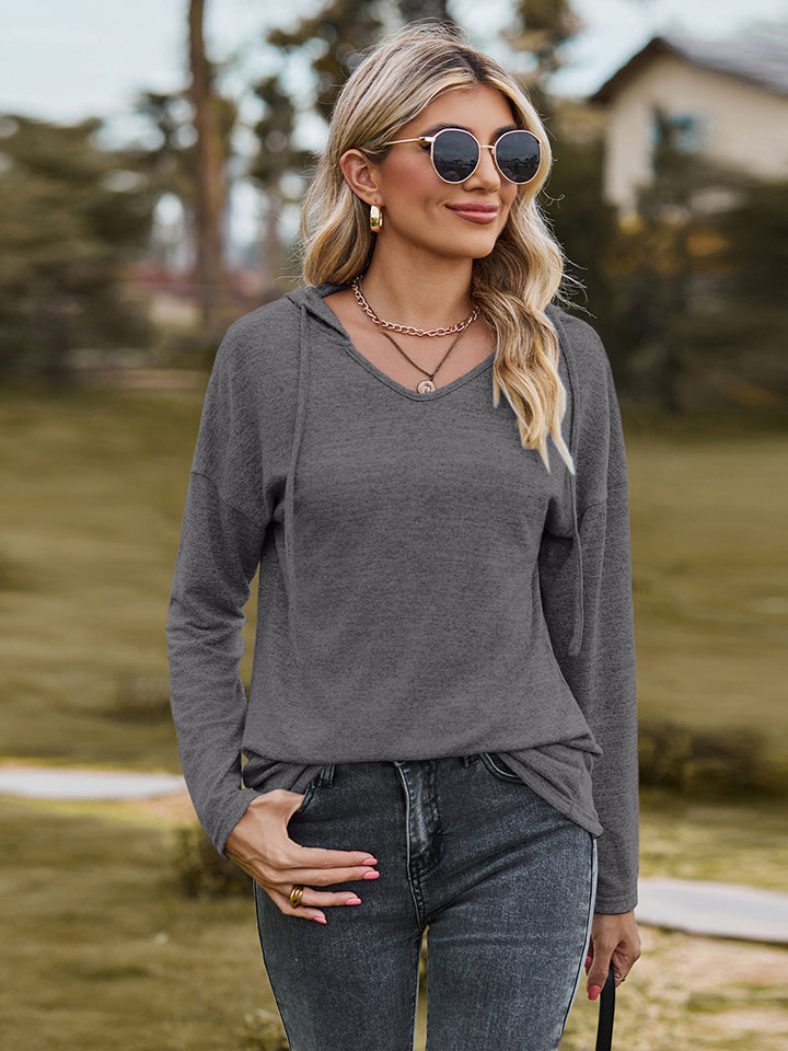 Blusa con capucha y hombros caídos