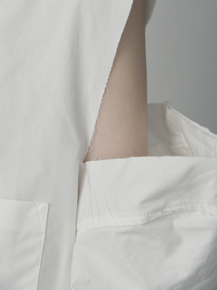 Chemise blanche à revers effiloché, nouveau Design d'automne, épaules dénudées