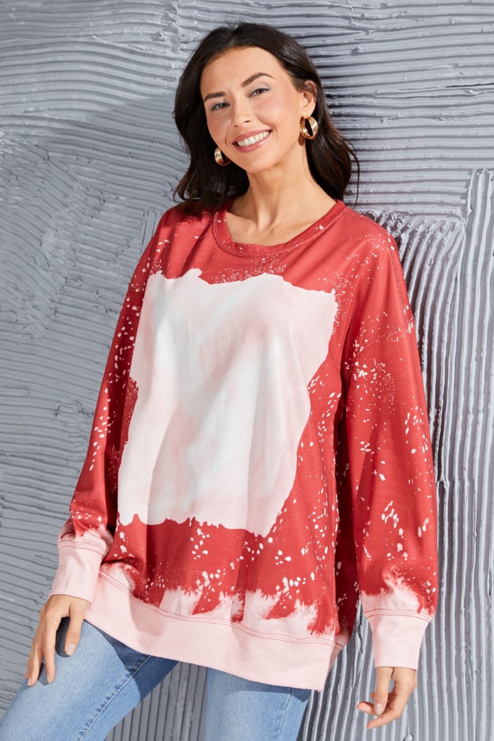 Tie Dye  Round Neck Long Sleeve Sweatshirt